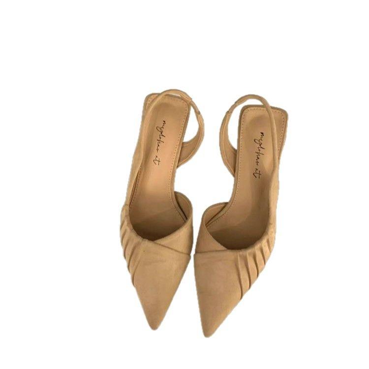 Escarpins français à talons aiguilles, sandales vertes à tête de sac, chaussures de fée printemps et été 2025 tempérament mondain bout pointu chaussures simples