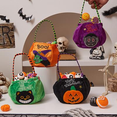2026 Halloween Party Prank Candy Tote Bag Orange Pumpkin Bag with Handle Chocolate Gift Packing Bags Halloween Decoration