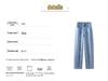 Women's Washed Blue Wide-Leg Jeans - 2025 Spring/Autumn Trendy Scimitar-Cut Loose Slimming Banana Pants
