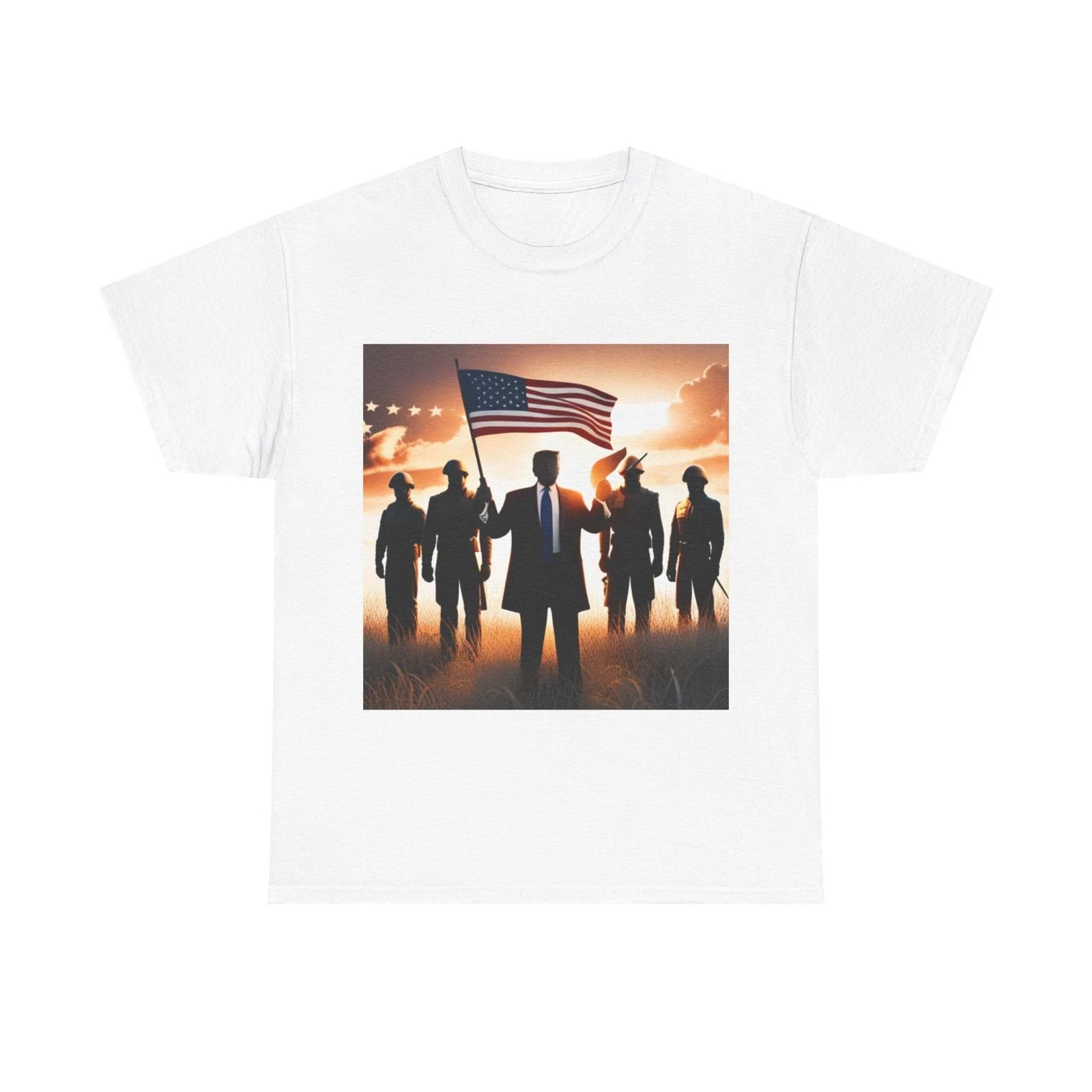 Men s and Women s T-shirts Trump Waving American Flag Military XXXXL