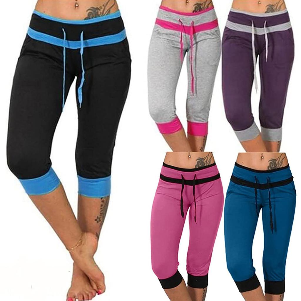Womens Casual Fashion Low- Cropped Trousers Skinny Casual Pants Sweatpants