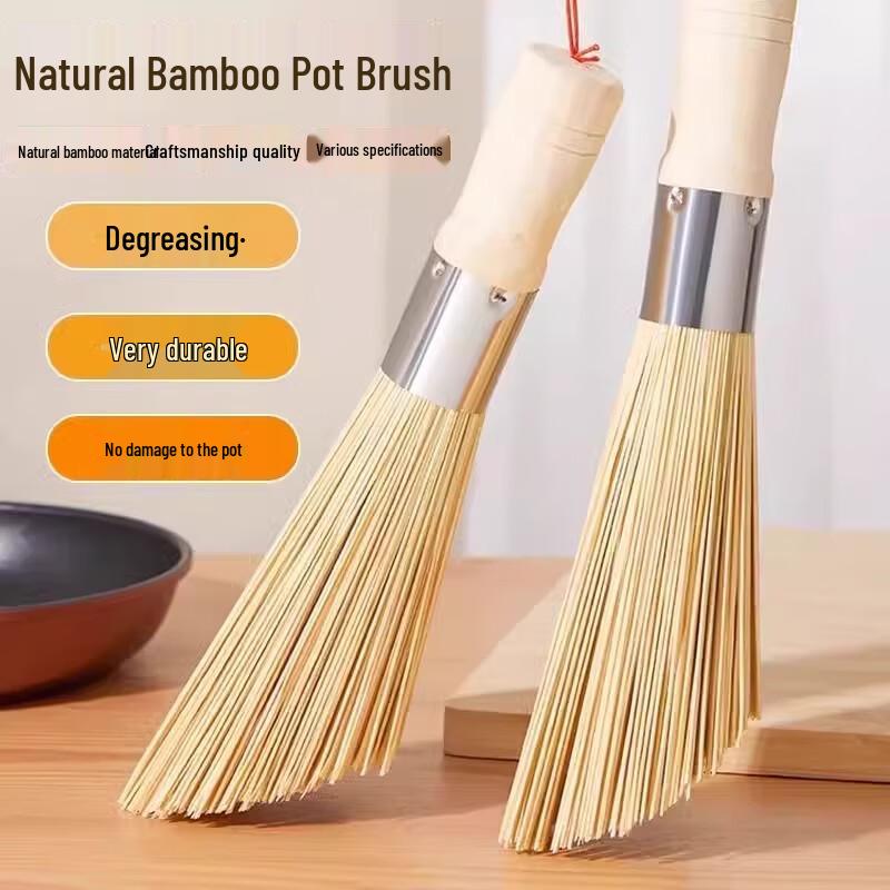 Traditional Bamboo Pot Brush with Wooden Handle