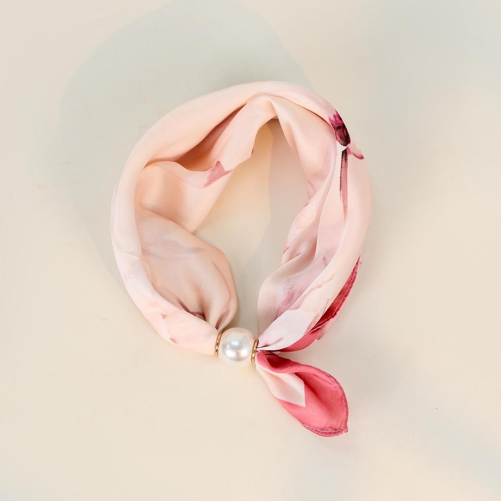 Elegante Sciarpa di Seta Magnetica con Fiori di Cashmere a Pois