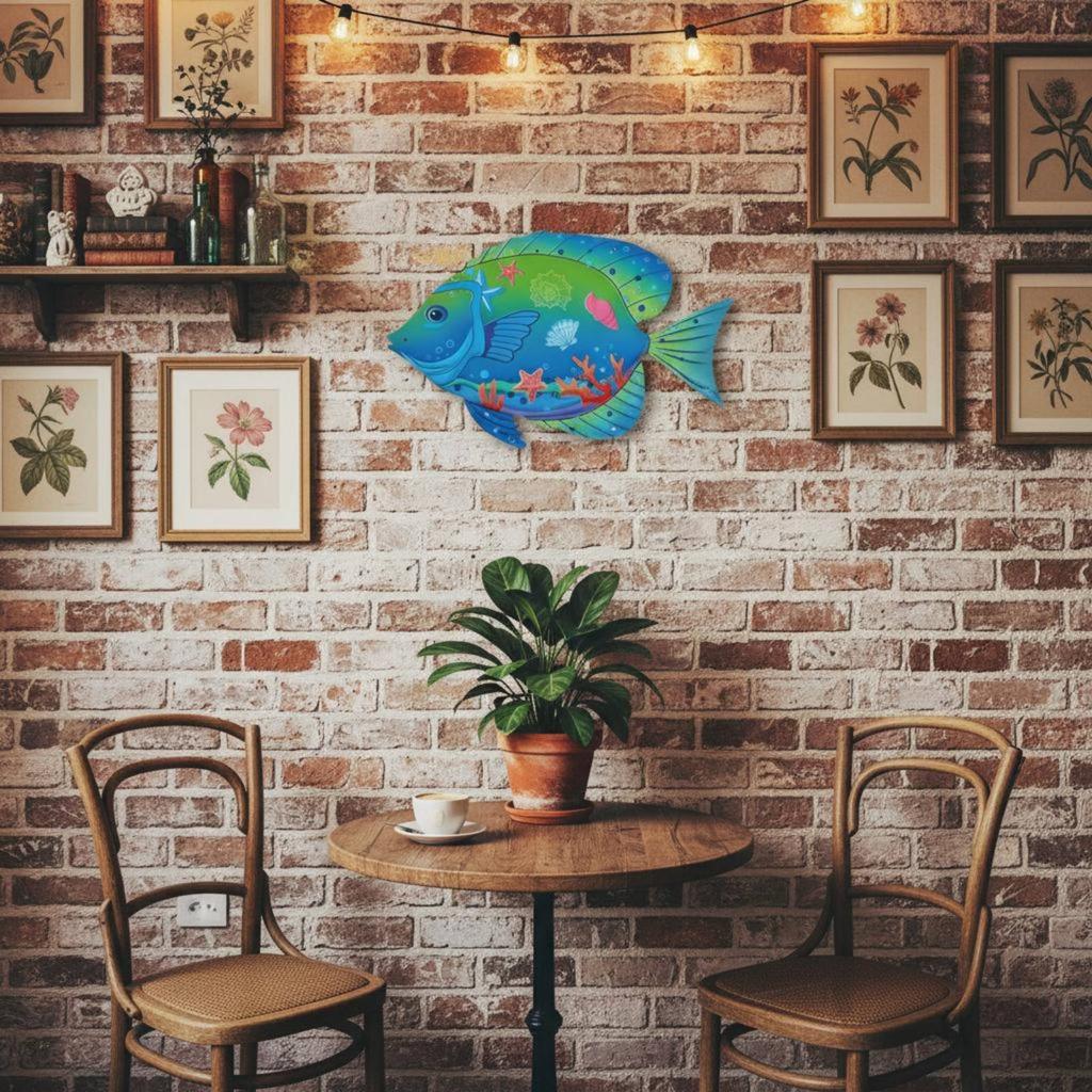 4 Pieces Metal Marine Creature Wall Art Lightweight Colorful Marine Creature Wall Decor Set Nautical Hanging Decoration
