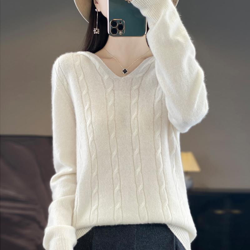 Women Knitted Hoodie 100% Wool Sweater MODERN NEW SAGA Winter Knitted Pullover Sweatshirt Soft Warm Wool Sweaters Jumper Knit Top