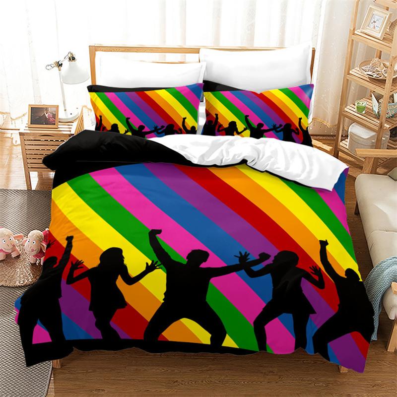 Superior Colorful Rainbow Duvet Cover Print Bedding Set King Size For Kid Teen Girls Microfiber Boho Comforter Cover Pillowcases