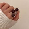 Exaggerated Punk Metal Irregular Three-layer Design Ball-Shape Rings for Women Retro Enamel Simple Open Adjustable Ring Zircon