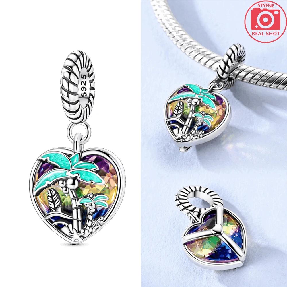 Sunset Coastline Pendant Copper Colors Charm Beads Fit Original Charms Bracelet Beads For Women Jewelry Making Gifts