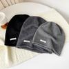 Solid color wool knitted stacking hat women's autumn and winter 0% all-wool knitted hat fashionable versatile cold hat ear protection hat