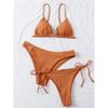 Bikini Sexy 3 Pezzi Donna Monocolore Fascia Divisa Triangolo Costume da Bagno Biquini Brasiliano Femminile Costume da Bagno Estivo per Vacanze in Spiaggia