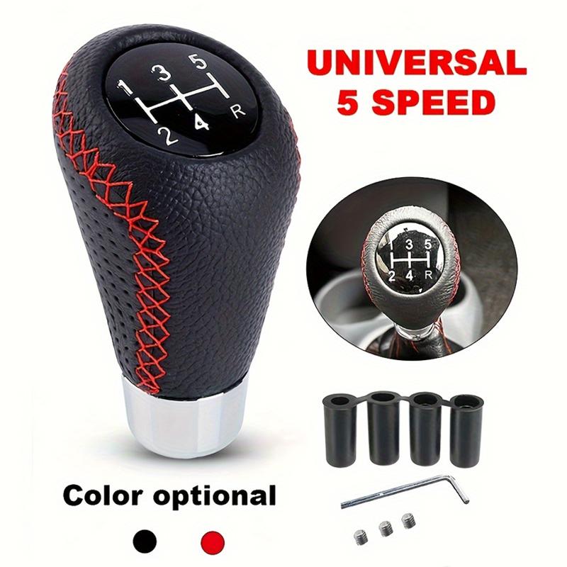 Universal 5 Speed Manual Leather Red Stitch Gear Shift Knob Car Gear Stick Shift Knob Lever Manual Transmission M8 M10 M12