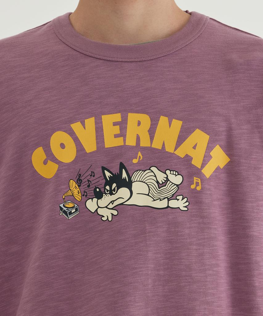 COVERNAT Slub Vintage Graphic Long Sleeve Magenta