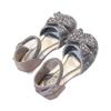 Scarpe col tacco alto da bambina argentate con strass, stile principessa - Scarpe eleganti chiuse in punta con fiocco e suola morbida