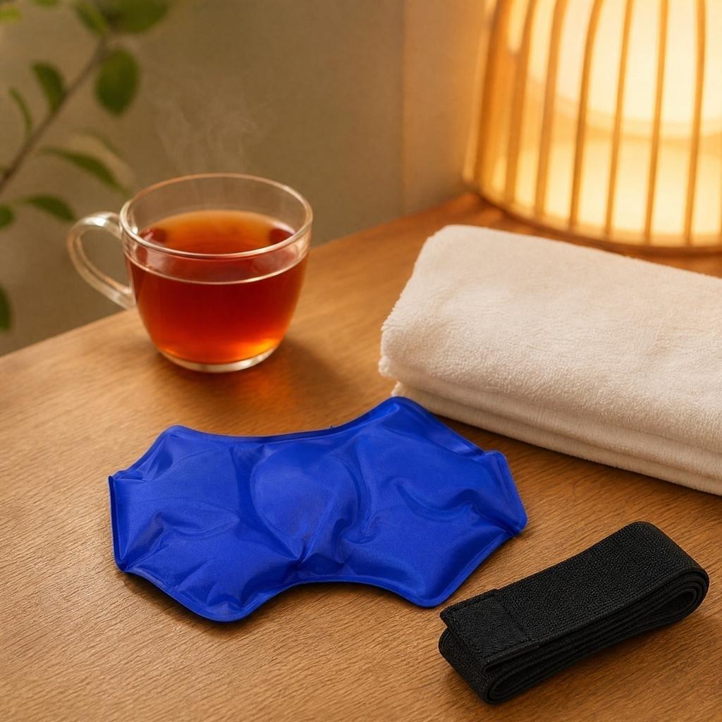 Hot and Cold Compress Support Wrap with Reusable Ice Pack - Adjustable Fit