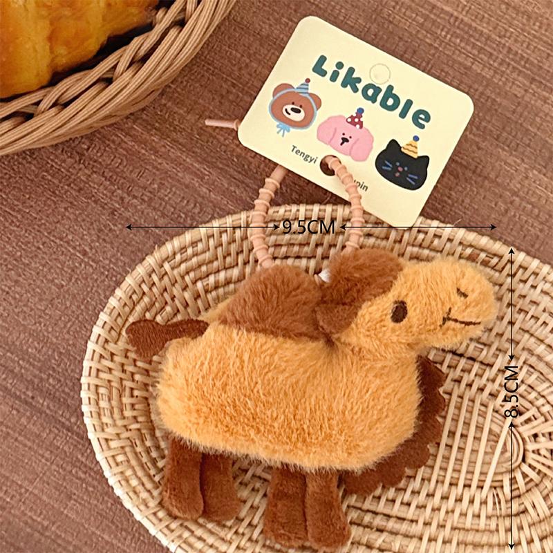 

Мультяшный плюшевый брелок-верблюд, милый брелок с мягким животным, подвеска для сумки, украшение, шарм для школьной сумки, парный шнурок для ключей кофейный