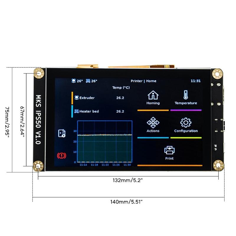 MKS IPS50 5-Zoll Touchscreen 800x480 High Definition TFT-Display DC12-24V für 3D-Druckerzubehör