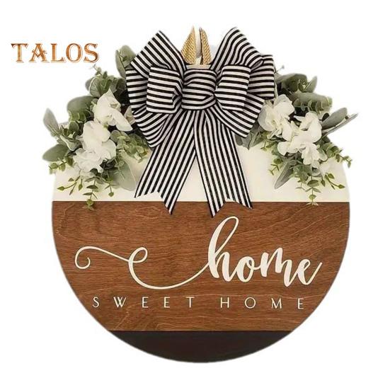 

Деревянный приветственный знак на входную дверь, приветственный знак с бантом, диаметр 12 дюймов, круглый знак для крыльца дома, подарок на новоселье коричневый