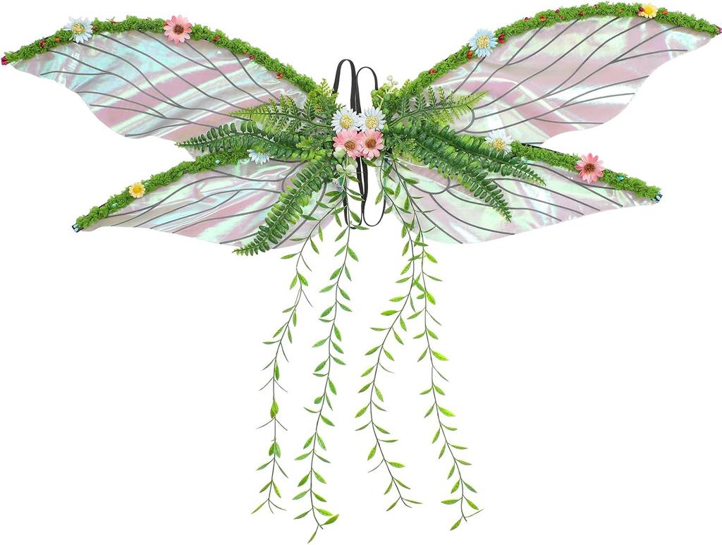 Purple Fairy Wings Adult - Butterfly Wings Forest Elf Wings with Purple Flowers, Leaves, and Vines Photo Shooting Role Playing