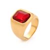 Vnox Stylish Square Natural Stone Signet Rings for Men, Stainless Steel Metal Finger Ring Party Gift Jewelry