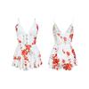 Feiyun minimalist, comfortable, sexy deep V deep V seductive sweet printed slip dress, front button nightgown, women's loungewear 111