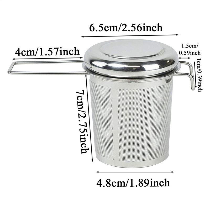 Tea Infuser Drinks Strainer With Handle Fine Mesh Tea Infuser With Lid And Handle For Camping Travel Home Workplace Cafe