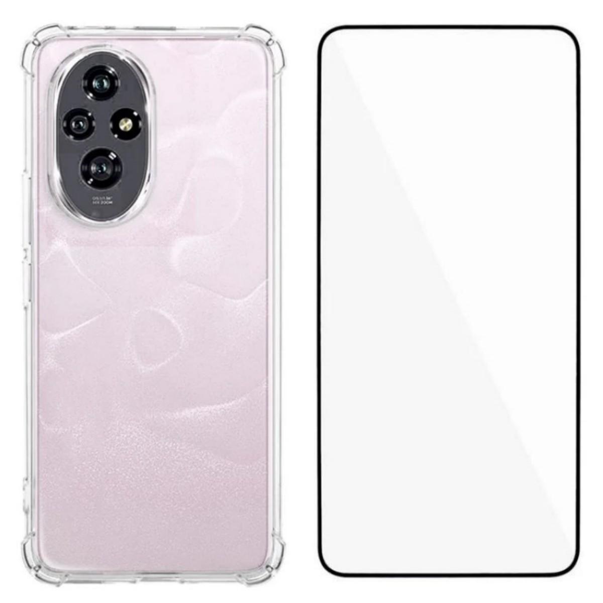 

For Honor 200 5G TPU Case WANLONFENG WL3 Series 1.5mm Phone Cover with Tempered Glass Film Transparent