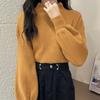 Half Turtleneck Sweater for Women Loose Solid-color Knitted Sweater for Autumn and Winter Casual Long-sleeved Pullover