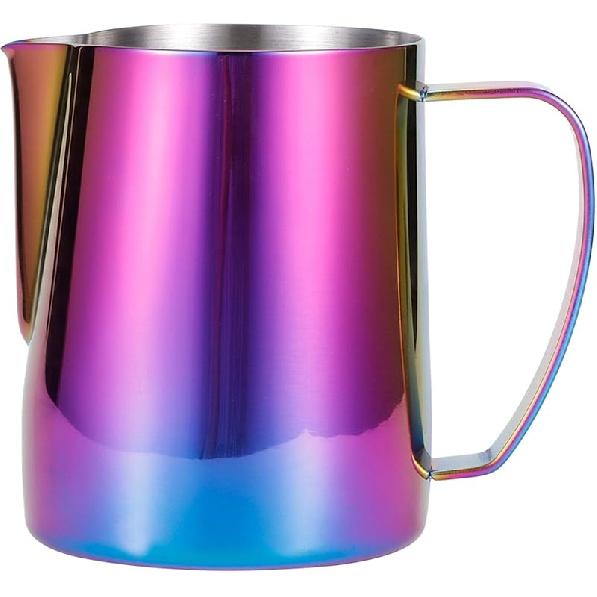 

Milk Frothing Pitcher, 12/20oz Stainless Steel Espresso Milk Frothing Pitcher Coffee Milk Steamer Cup for Coffee Cappuccino Latte Art, Colorful 350ml/12oz
