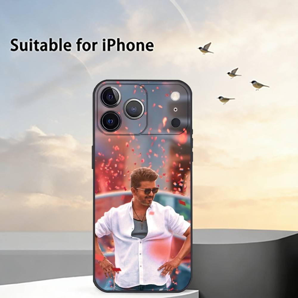 S-Singer Thalapathy Vijay Phone Case For iPhone 17,16,15,14,13,12,11 Plus,Pro Max,XS,Soft Silicone Black Cover