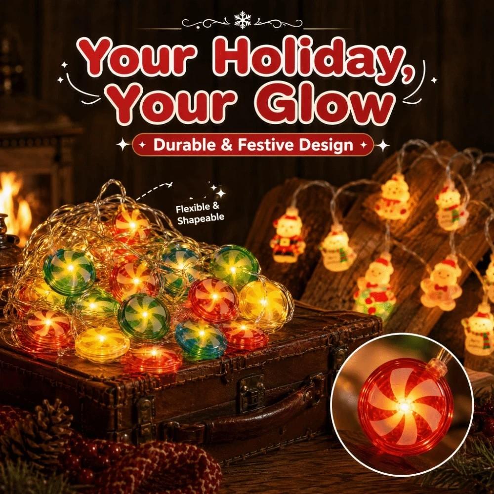 LED Christmas String Lights Christmas style USB Santa Snowman Lights Windmill Design Cute Christmas Candy Garland Lights