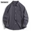 Mark Fairwhale Men's Casual Oxford Stripe Long Sleeve Shirt