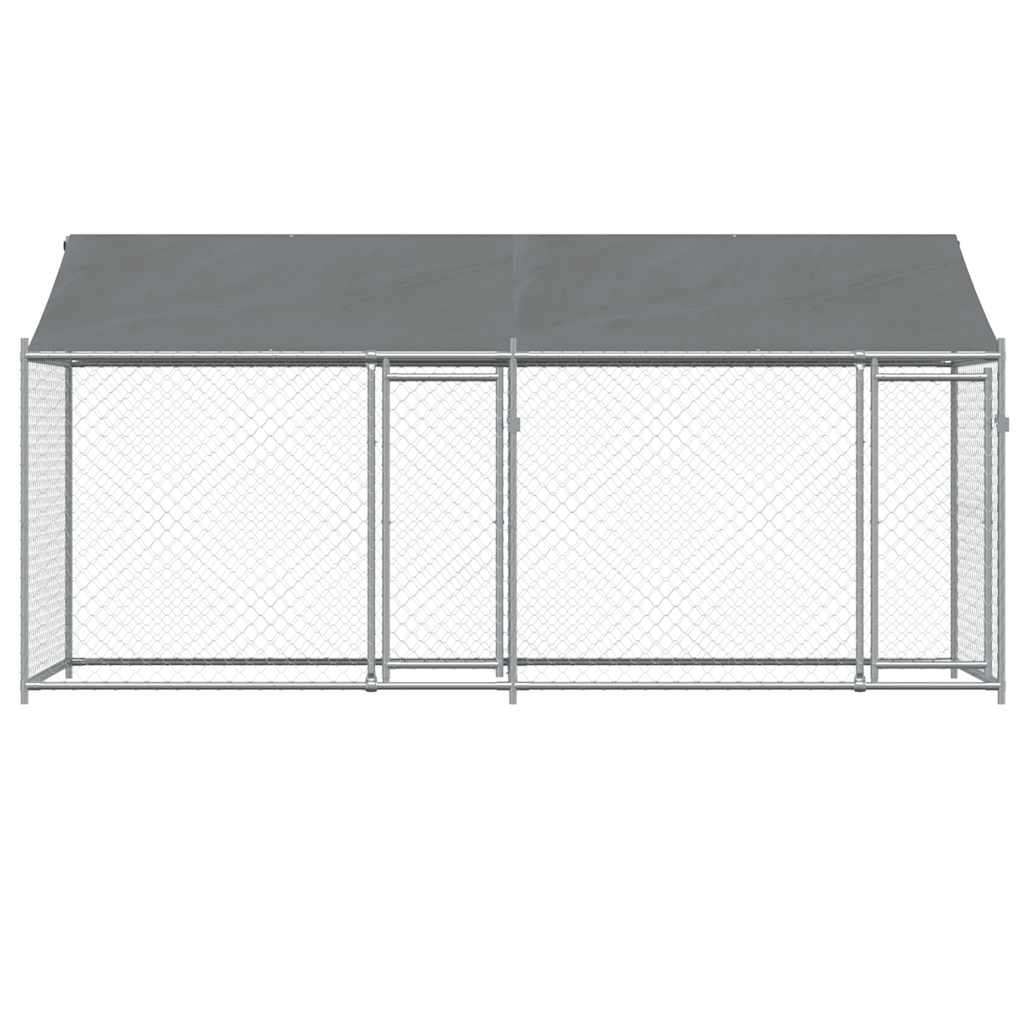 Vidaxl Dog Cage, With Roof and Door, Grey, 4X2X2 M, Steel