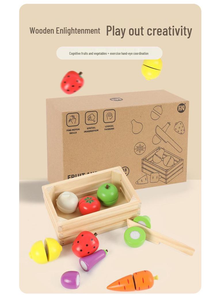 Wooden Girls' Birthday Cake & Tea Party Pretend Play Set