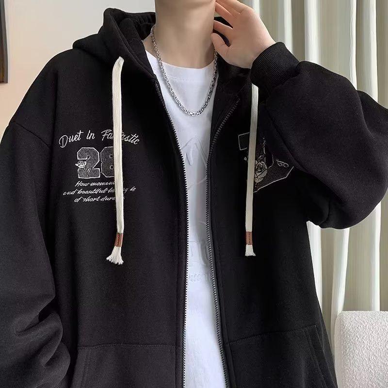 Men's Trendy Hooded Cardigan Jacket - Hong Kong Style Sporty Spring/Autumn Wear for Couples