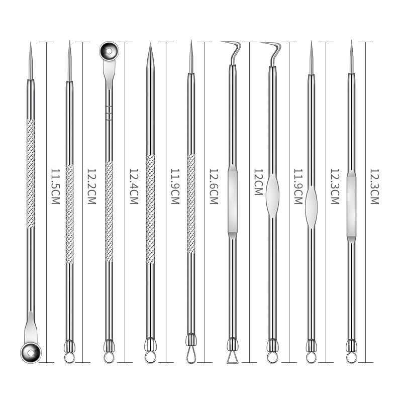 Stainless Steel Blackhead Remover Set with Tweezers & Double-Ended Pimple Needle Adhesive Bag