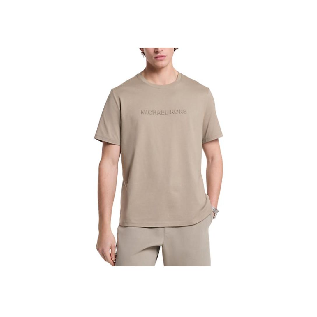 Michael Kors Logo Embossed Short Sleeve T-Shirt Men Tops Light-Brown CF4529H1V24175 L