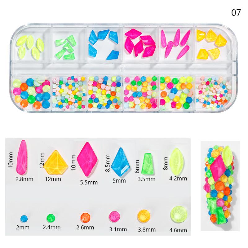 10Styles Neon Multi-Faceted Rhinestones DiamondS,Heart,Pearl, Beads 1-10mm AB/White/Colorful Crystal NailARTS 3D Rhinestones 14H