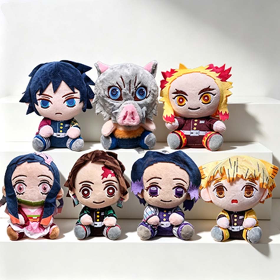 20cm Hot Japan  Plush Dolls Lovely Anime Kimetsu No Yaiba Kamado Tanjirou Nezuko Zenitsu Kyoujurou Toys Friend Gifts