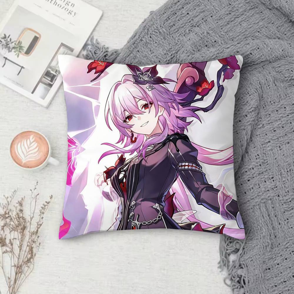 Honkai Series Anime Game Doublesided Printed Square Pillow Cover Decorative Cushion Cover for Sofa Bedroom Bedside