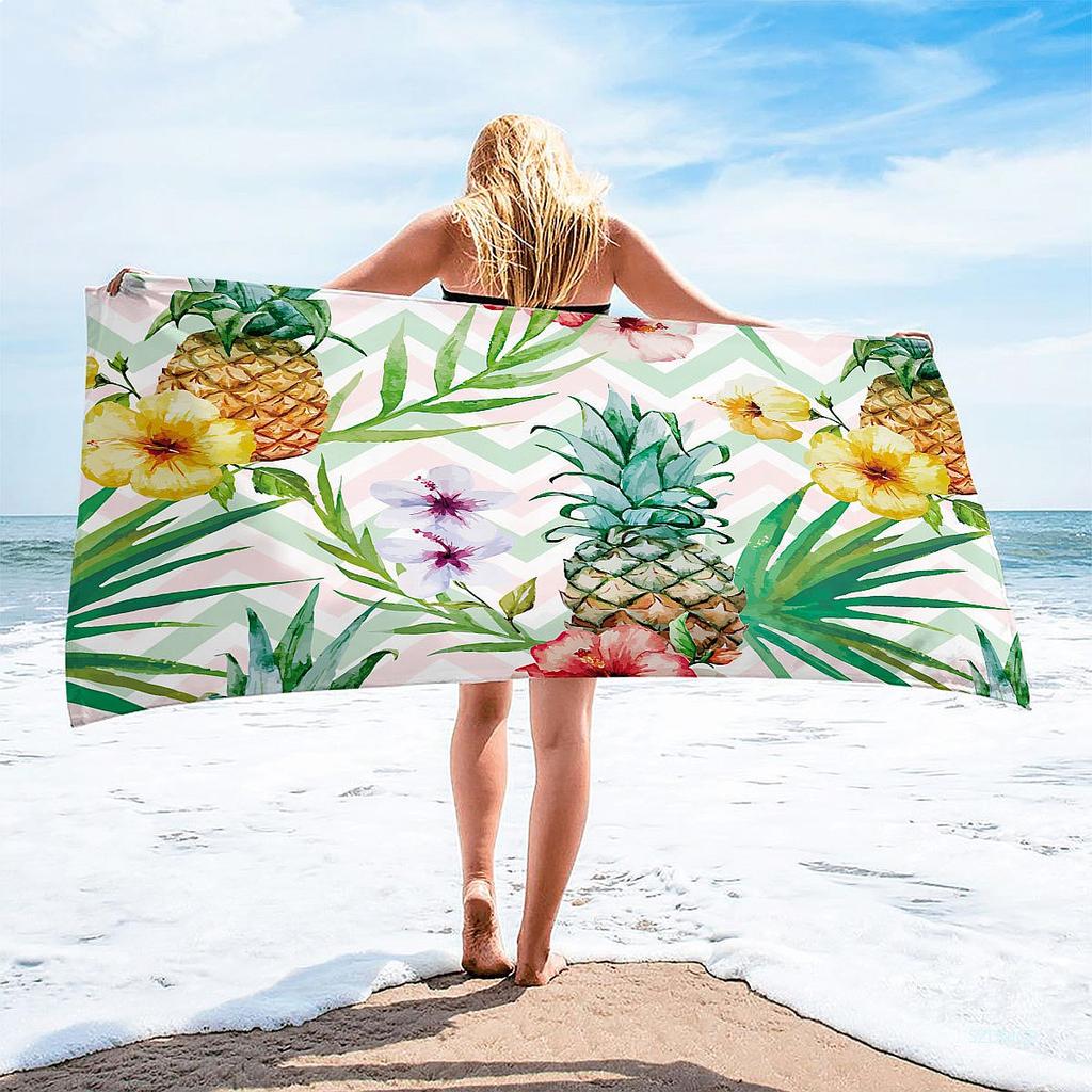 2026 Microfiber Leaf Flower Large Bath Towel Beach Towel Pad Quick Dry 75x150cm