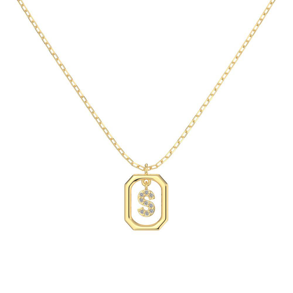 925 Silver Alphabet Pendant Necklace with Zircon Detailing - Women's Elegant & Unique Design