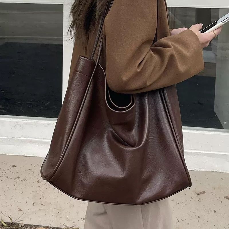 

Maillard Сумка большой вместимости для женщин Повседневная текстурированная сумка-портфель из мягкой кожи Модная сумка через плечо Сумка-тоут кофейный