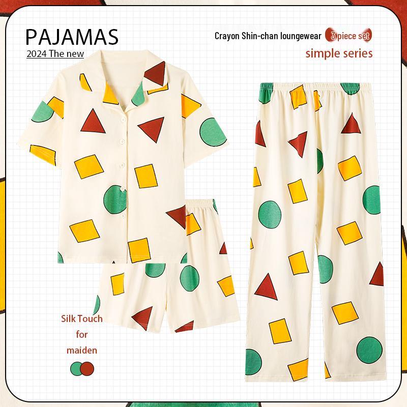 

Crayon Shin-chan Couple Pajamas: 2025 Spring/Autumn Pure Cotton Long-Sleeve Set for Men & Women M (Recommended for 86-100 lbs)