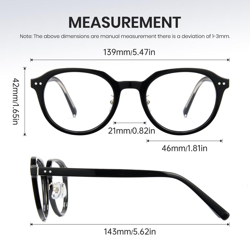 Round Blue Light Blocking Fashion UV Unisex [Cyxus] Glasses, Glasses, Non-Prescription, Glasses, Protection, (8197T01 Black)