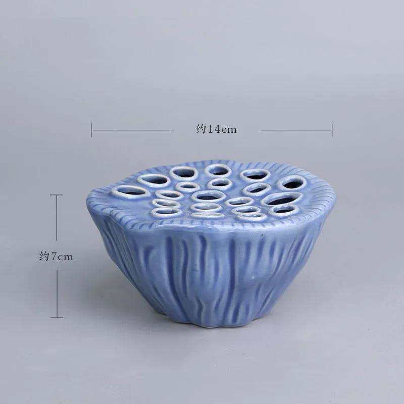 Japanese Style Ikebana Holder Ceramic Lotus Shape Ikebana Flower Arrangement Vase Tea Table Zen Kenzan Flower Art Fixed Tool