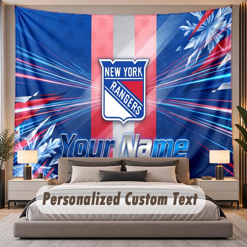 Custom Name Text Tapestry New York Rangers Personalized Polyester Wall Tapestry For Bedroom And Room
