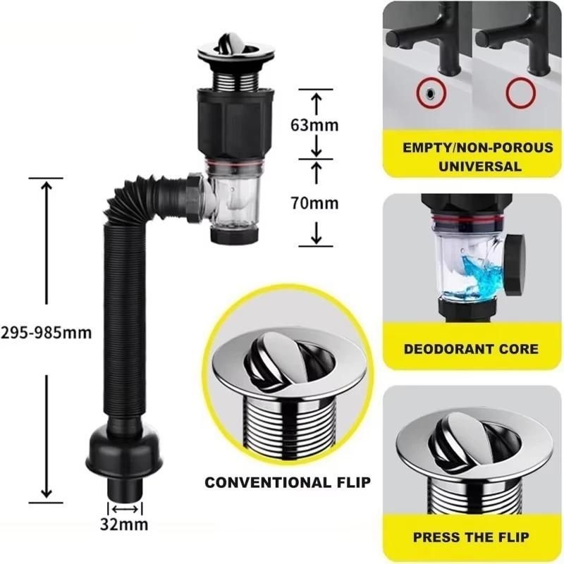 Flexible Drainage Outlet Pipe For Kitchen Bathroom Vanity Restroom Draining Sink