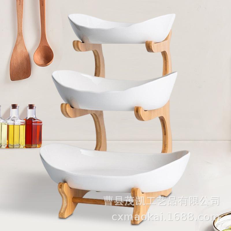 Bambus mehrschichtige Obstschale Snackschale Wohnzimmer Teetisch Snackschale Haushalt Süßigkeitenschale Obstkorb