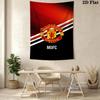 MUFC Honeycomb Background Tapestry, Manchester United Crest Wall Hanging Tapestry for Football Fan Wall Decor