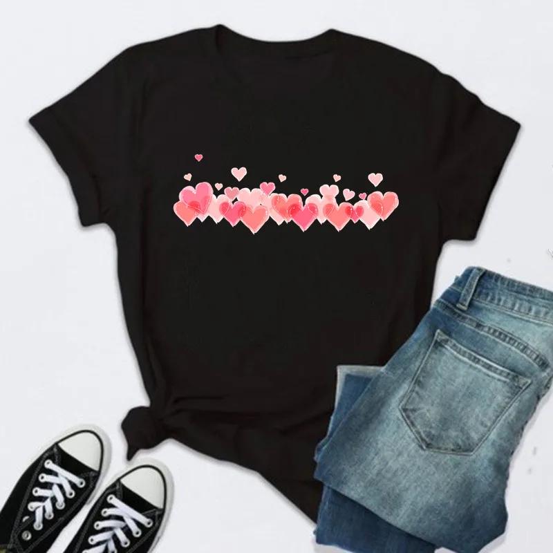 Women Rose Print Black T Shirt Female 2026 Valentine New Tshirt Fashion Short Sleeve Tee Tops Harjauku Cute Tshirt Graphic Y2K